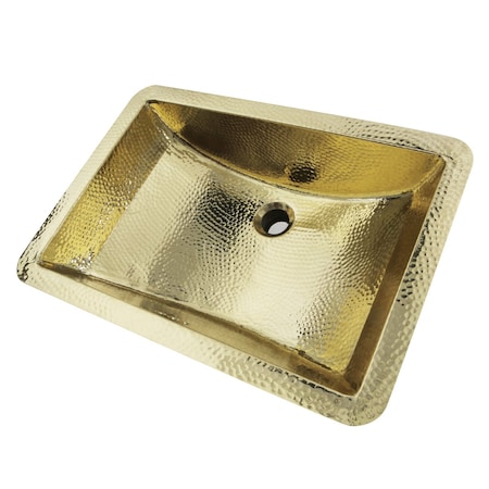 Nantucket Sinks 21 Inch Hand Hammered Brass Rectangle Undermount Bathroom Sink with Overflow TRB-1914-OF